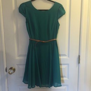 Emerald Green Dress with Belt 👗