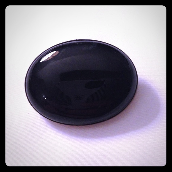 Black Polished Stone Brooch
