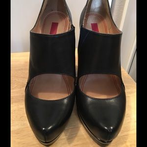 5/48 RED black leather wedges SOLD!