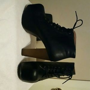 Chunky High Heel Lace-Up Bootie