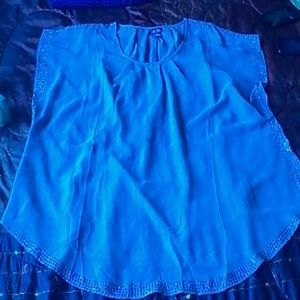 DOTS BLOUSE SHEER GRAY STONES DETAIL SIZE 3X