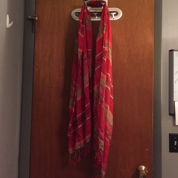 Red tribal print scarf