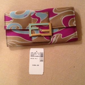 Fendi silk/leather wallet