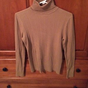 Talbots brown striped turtleneck sweater