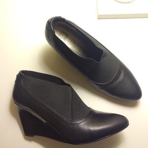 Anne Klein "Dorinda" Leather Bootie Wedges