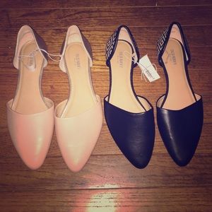 Black and Nude Open Flats