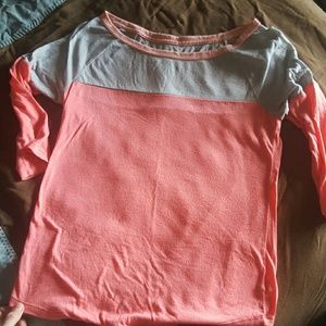 Pink and gray colorblock tee. Half sleeve