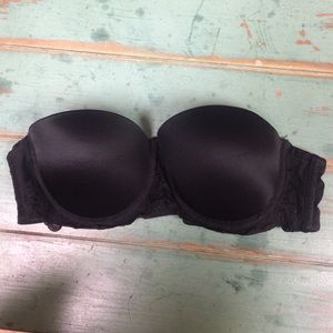 Black Strapless Lace Push-Up Bra 34B