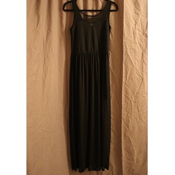 Black, Sheer Dual-Length Maxi Dress