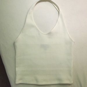 TOPSHOP WHITE RIBBED HALTER TOP