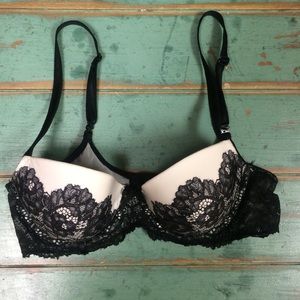 White with Black Lace Victoria's Secret Bra 32C