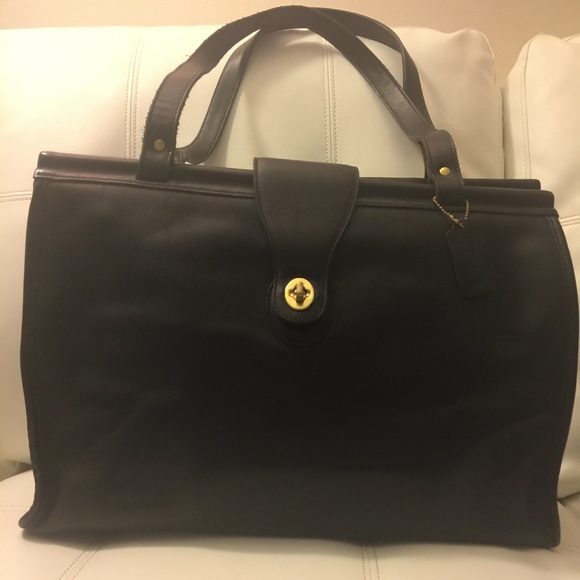 COACH HUGE XL BLACK BARCLAY LEATHER TURN LOCK