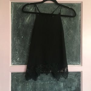 halter tank with lace design at the bottom