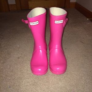 Pink matte hunter boots!