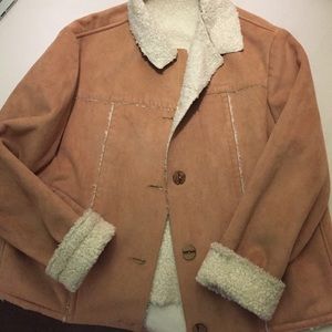 TSUNAMI FAUX SUEDE JACKET WITH FURRY COLAR