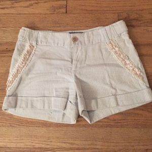 Blue and tan corduroy shorts