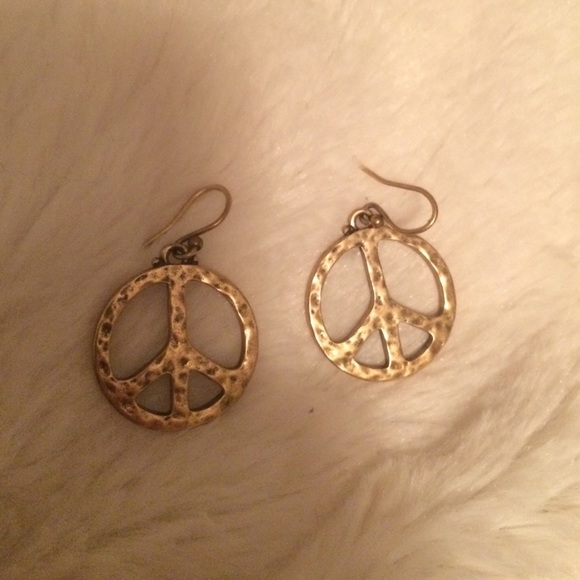 Gold peace sign earrings