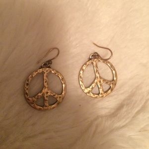 Gold peace sign earrings