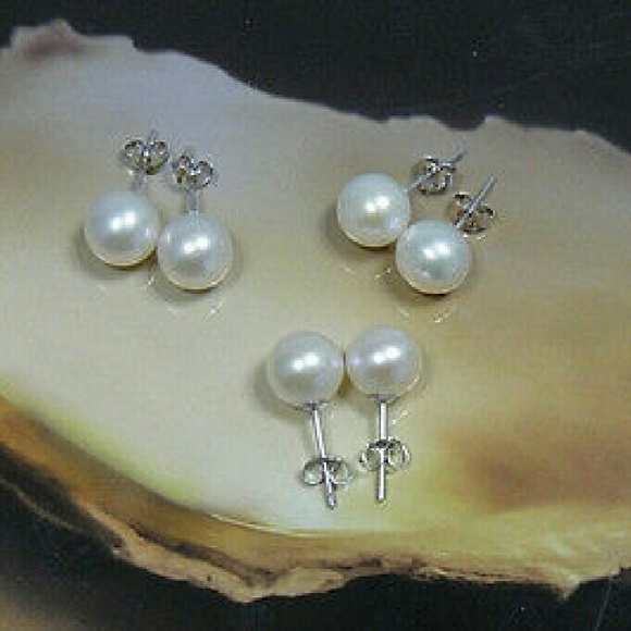 Authentic Freshwater Perfect Round Pearl Earrings