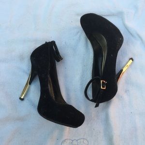 Suede ankle strap heels