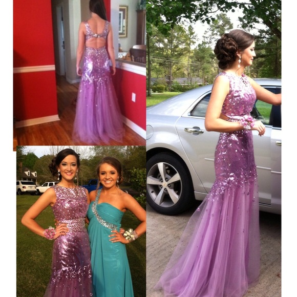 Purple sequined prom/pageant dress