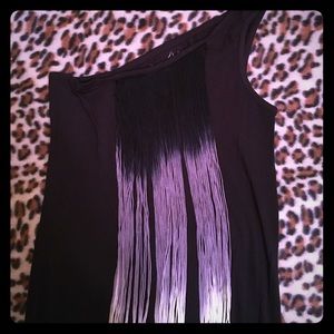 One shoulder tank with ombré string detail💋