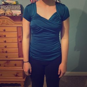 Satin turquoise blouse