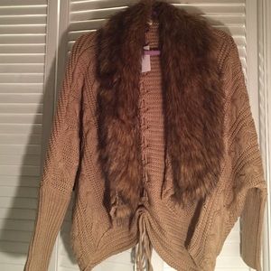 NWT Sweater faux fur Jacket!!! M