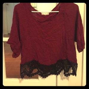 Purple and black lace crop top