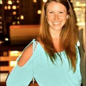 Powder blue blouse with shoulder cut-outs