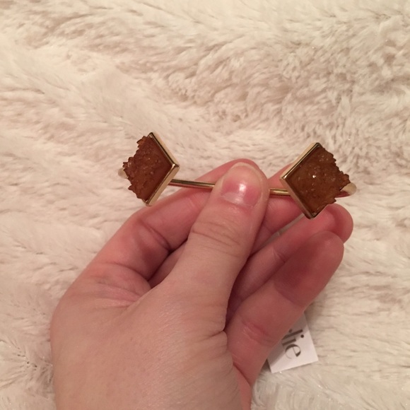 Faux Druzy Stone Gold Cuff Bracelet - Picture 2 of 3