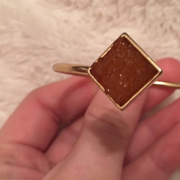 Faux Druzy Stone Gold Cuff Bracelet - Picture 3 of 3