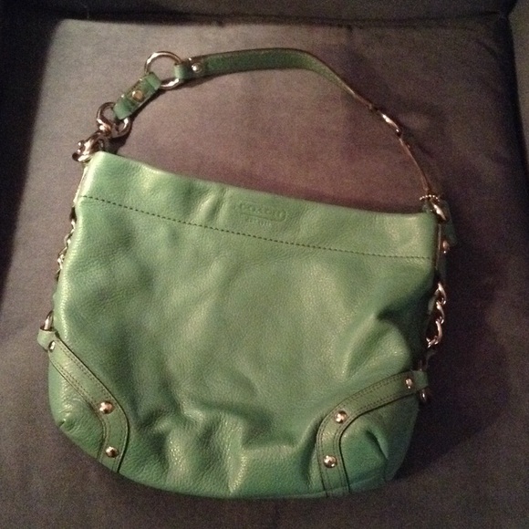 Coach teal leather handbag