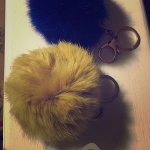 LARGE SIZE Pompom Keychain in Mustard Yellow