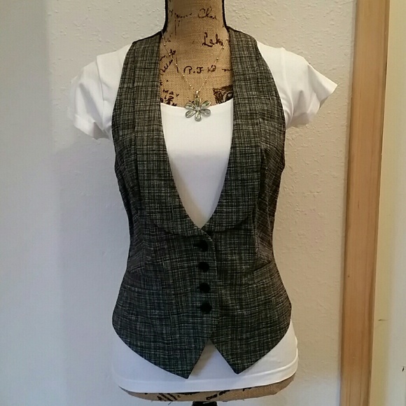 Express Jackets & Blazers - Express Black & White 4 button Vest