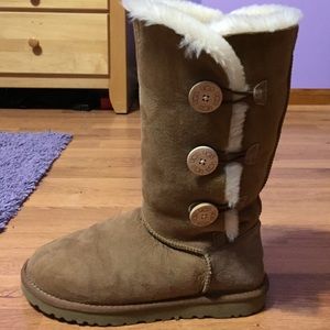 Tall Chestnut Uggs with Bailey Buttons