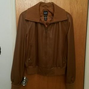 Genuine leather bomber jacket