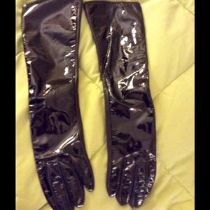 Long black Patent leather gloves