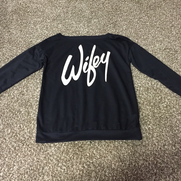 Off the shoulder wifey sweat shirt