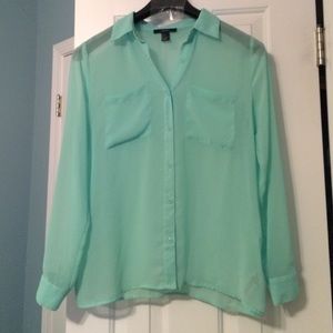 Mint green sheer top
