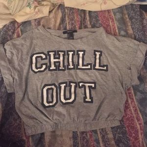 Forever 21 grey chill out crop top size small