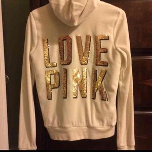 EUC VS/PINK SHERPA LINED ZIP UP HOODIE