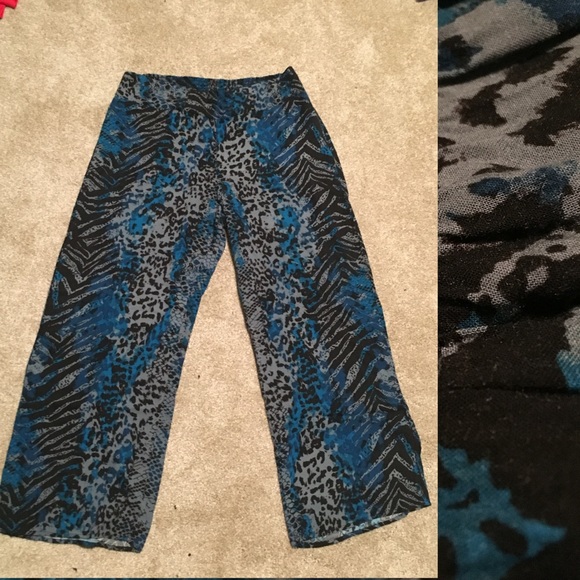 Blue Animal Print Dress Pants
