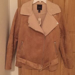SALE! Faux suede and sherpa moto style jacket
