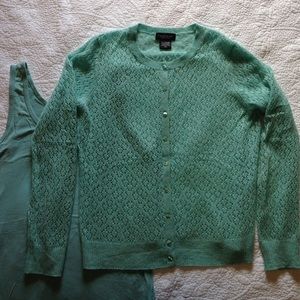 Cashmere lace sweater with matching tank.