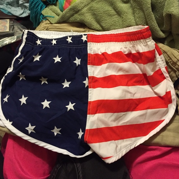 American flag runners shorts