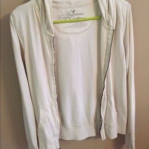 American eagle comfy Creme zip up hoodie medium