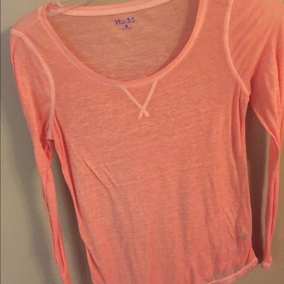 Juniors sheer peach long sleeve tee medium - Picture 1 of 4