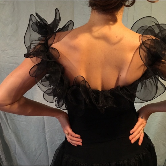 Black meringue-shouldered dress