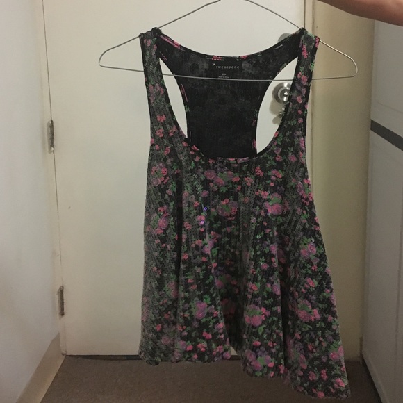 Sequined floral flowy Forever 21 tank top - Picture 1 of 4